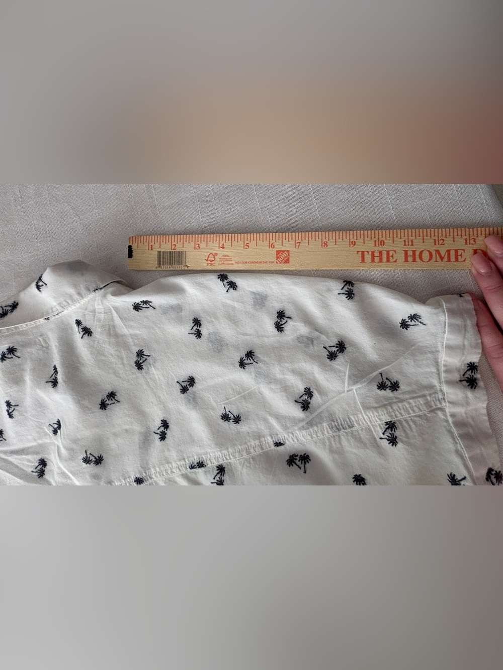Madewell White Blouse with Black Palm Tree Pattern & Tie Front ~ Women’s Large - Picture 8 of 13